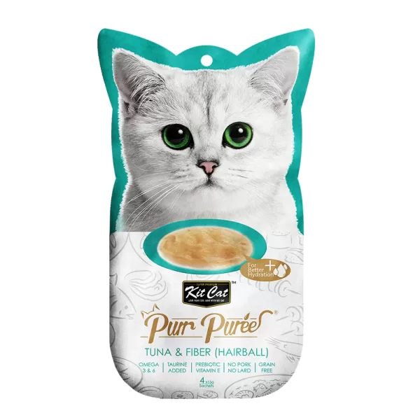 Kit Cat Puree Tuna & Fiber Hairball 4x15gr