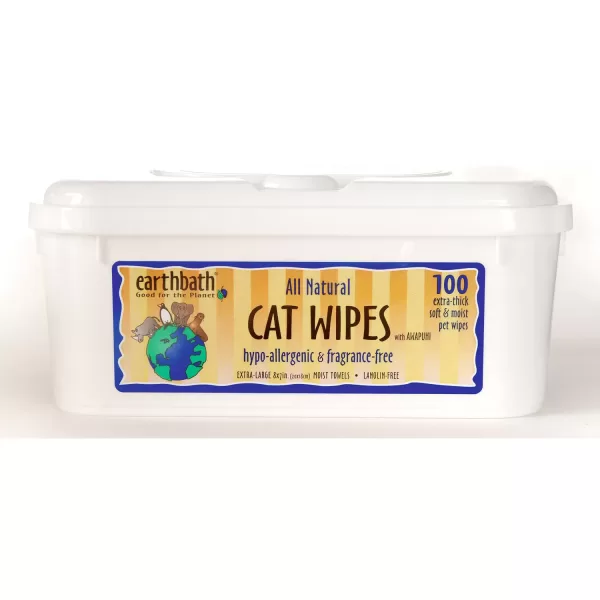 Earth Bath Cat Grooming Wipes Hypoallergenic Fragrance Free 100pcs