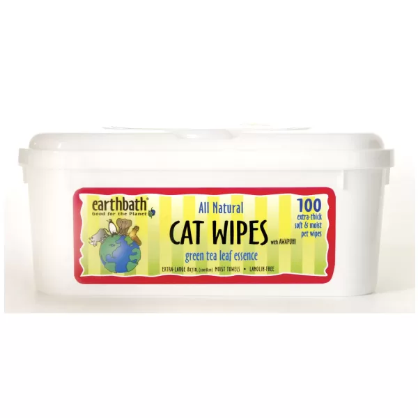 hypoallergenic-facial-wipes-fragrance-cat-kitten Earth Bath Cat Grooming Wipes With Awapuhi, Green Tea Scent 100pcs