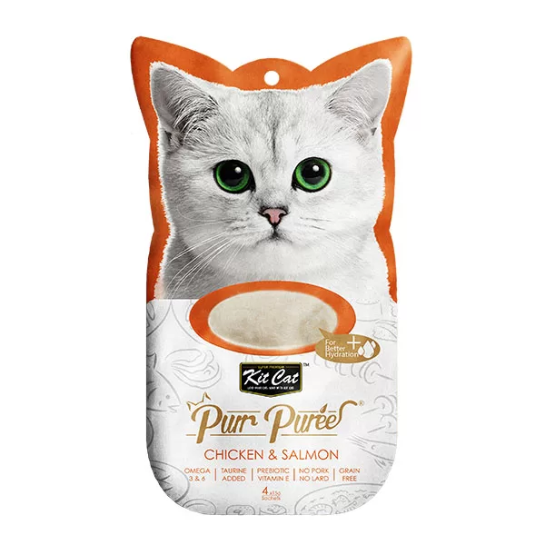 Kit Cat Puree Chicken & Salmon 4x15gr