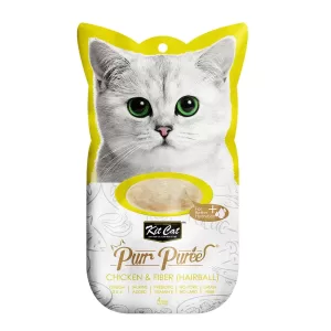 Kit Cat Puree Chicken & Fiber Hairball 4x15gr
