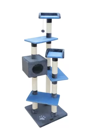 MATEUS CAT POLE BLUE-BEIGE 49x49x153 cm