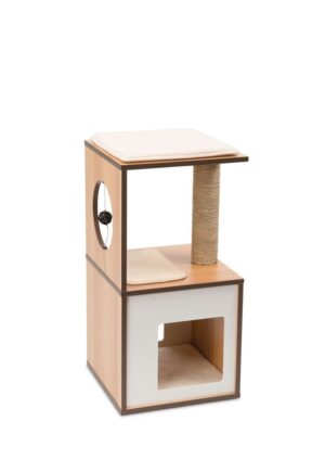 PREMIUM CAT FURNITURE V-BOX SMALL - WALNUT 37 x 37 x 72.5 cm