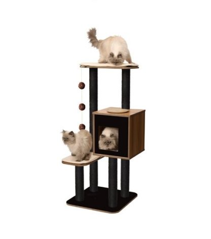 PREMIUM CAT FURNITURE V-HIGH BASE - BLACK 56 x 56 x 121 cm