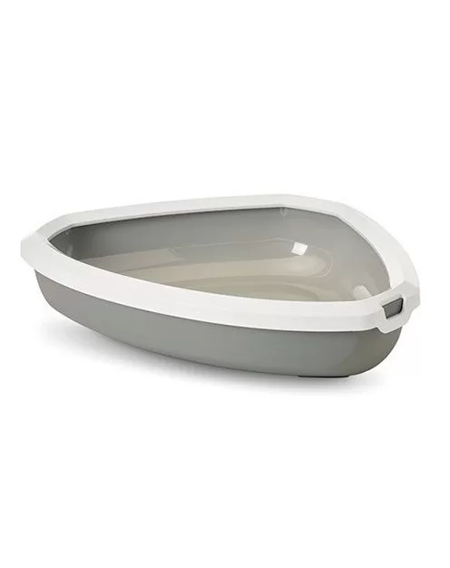 Savic Rincon Corner Litter Tray Grey 58.50cm x 45.50cm x 12.50cm