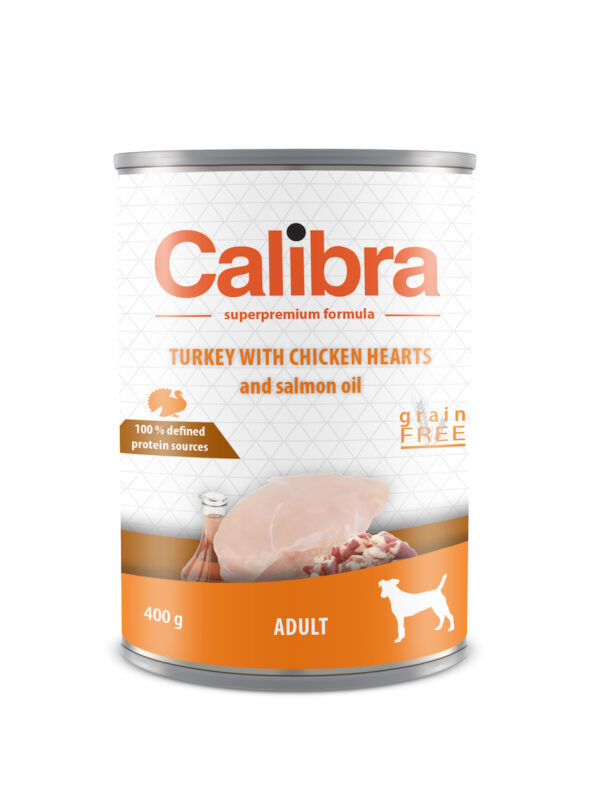 Calibra Dog Adult Turkey and Chicken Hearts Canned Food 400gr