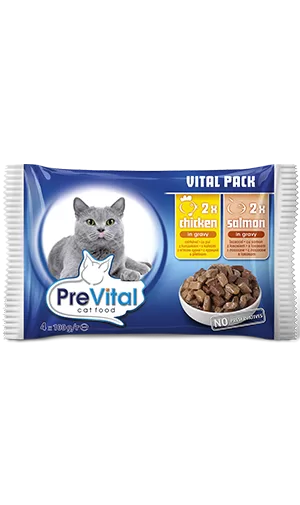 Prevital Pouch Cat chicken, salmon 4x100g