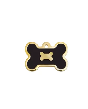 ID Tag-Bone Epoxy Gold Black