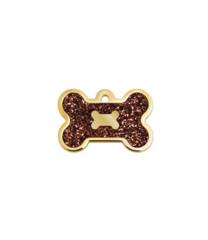 ID Tag-Bone Epoxy Gold Glitter
