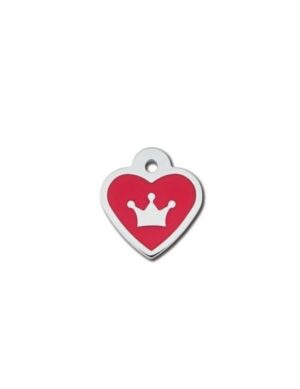 ID Tag - Heart Epoxy Red Crown
