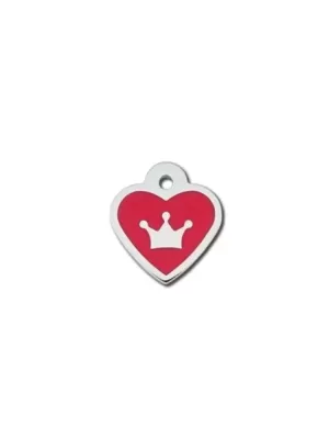 ID Tag - Heart Epoxy Red Crown