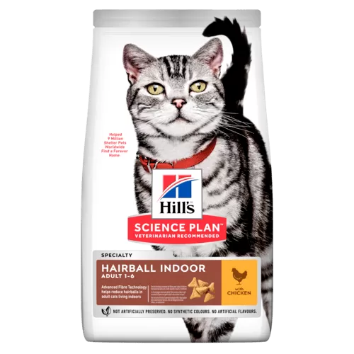 HILL'S SCIENCE PLAN Hairball Indoor Adult Cat Food with Chicken 1.5kg
