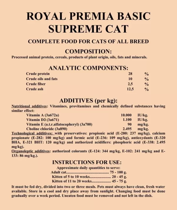 Royal Premia Basic Dry Cat food 10kg