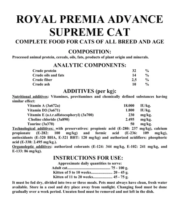 Royal Premia Advance Supreme Cat Food Dry 2kg